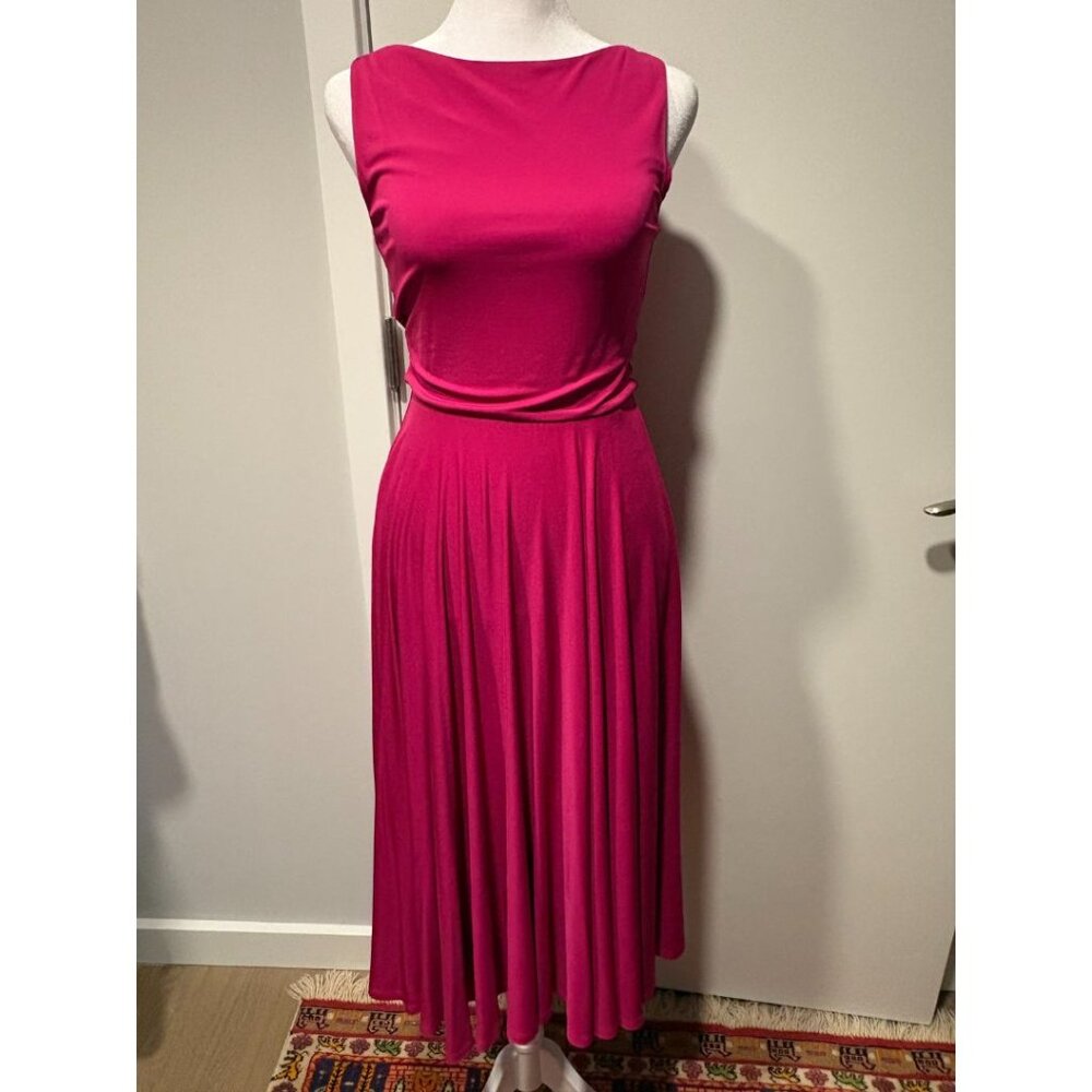 Sportmax Radice Pink Bateau Neck Draped Midi Dress | Made in Italy
